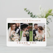 3 Fotobruiloft Hartelijk dank Modern Roos Gold Folie Uitnodiging (Staand Voorkant)