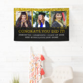 3 Fotocollage Afstudeerder Black Gold Glitter Spandoek (Insitu)