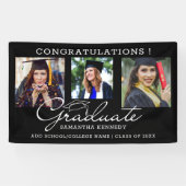 3 Fotocollage Congrats Afstuderen 2025 Afstuderen Spandoek (Horizontaal)