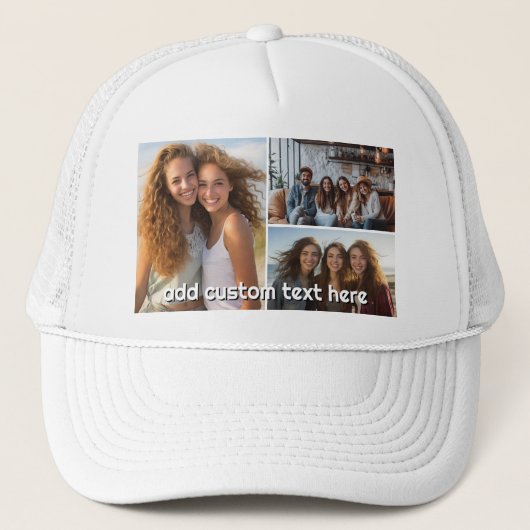 3 Fotocollage met 1 tekstregel Trucker Pet (Voorkant)