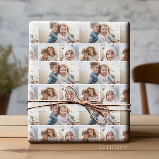 3 Fotocollage met achtergrond in wit Cadeaupapier