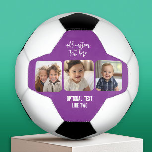3 Fotocollage met trendy bounce script - paarse Voetbal