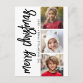 3 Fotocollage - Modern Merry Christmas Briefkaart (Voorkant)