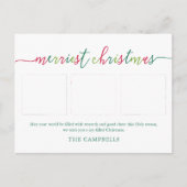 3 Fotocollage Modern Script "Merriest Christmas Feestdagenkaart (Voorkant)