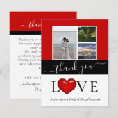 3 Fotocollage modern zwart rood Bedankkaart (Voorkant / Achterkant)