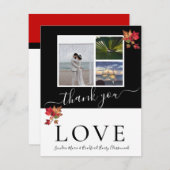 3 Fotocollage modern zwart wit herfstbladeren Bedankkaart (Voorkant / Achterkant)