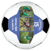 3 Fotocollage Speler Naam en Nummer Team Blauw Voetbal (Gedraaid)
