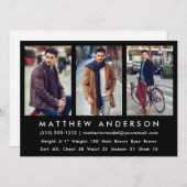 3 Fotomodel Actor Comp Kaart Black (Voorkant / Achterkant)