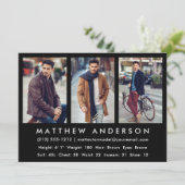 3 Fotomodel Actor Comp Kaart Black (Staand voorkant)