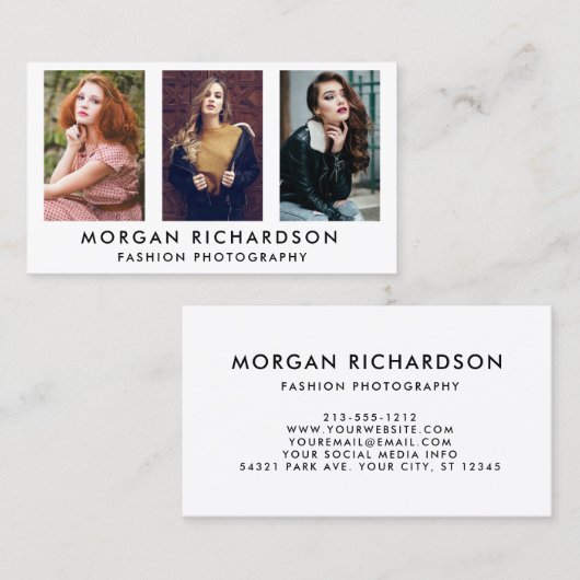3 Fotomoderne fotograaf Whit Visitekaartje (Voorkant / Achterkant)
