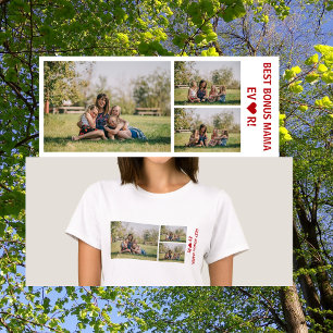 3 foto's Beste Bonus Mama Ooit Hart Fotocollage T-shirt