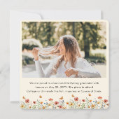 3 foto's Boho waterverf wilde bloem Afstuderen Aankondiging (Achterkant)