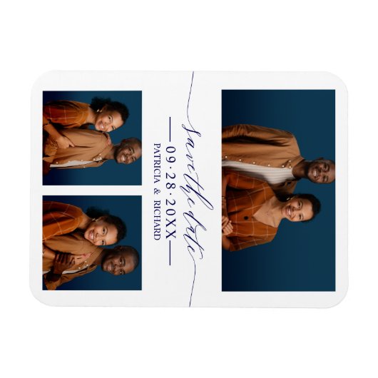 3 Foto's Bruiloft Bewaar de datum Magneet (Horizontaal)