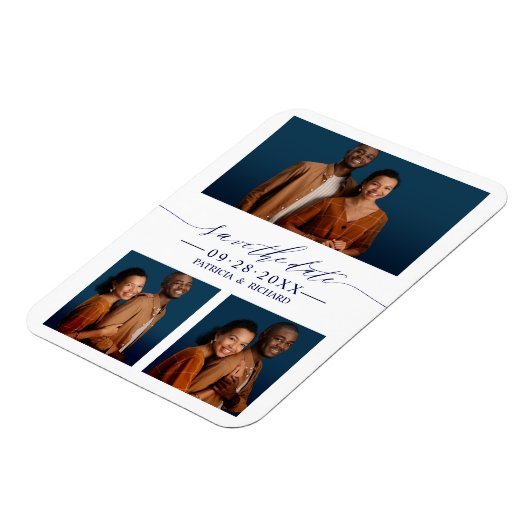 3 Foto's Bruiloft Bewaar de datum Magneet (Linkerzijde)