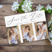 3 Foto's Collage Engaged Chic Romantic Wedding Save The Date