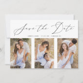3 Foto's Collage Engaged Chic Romantic Wedding Save The Date (Voorkant)