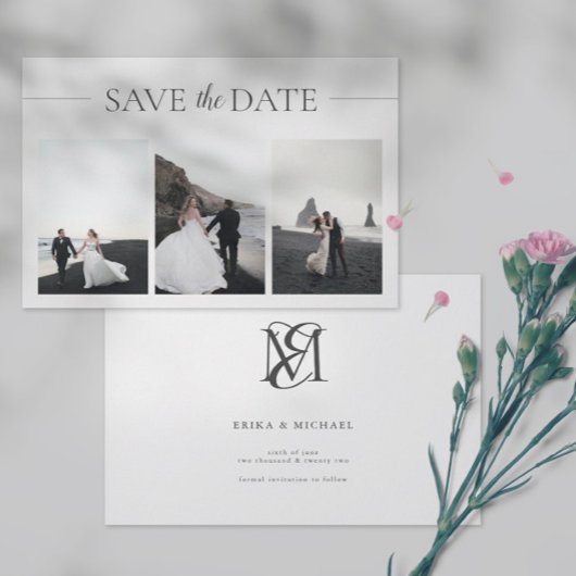 3 Foto's Elegant Classic Wedding Save the Date