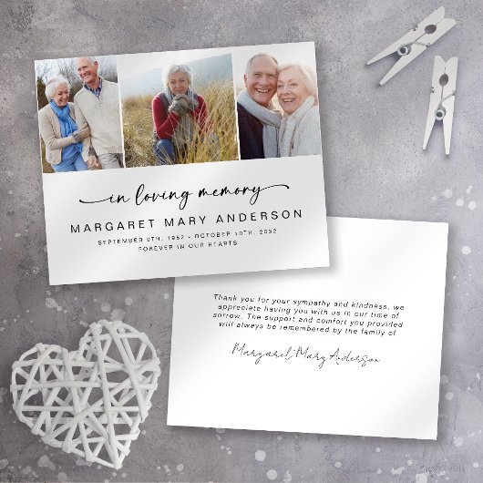 3 Foto's Funeral Sympathie Hartelijk dank Flyer