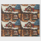  3 foto's Ginger Bread House Wrapping Cadeaupapier (Vlak)