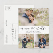 3 Foto's Handgeschreven Sla de datum op | Briefkaa Aankondigingskaart (Voorkant / Achterkant)