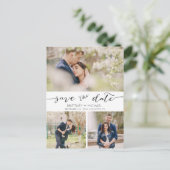 3 Foto's Handgeschreven Sla de datum op | Briefkaa Aankondigingskaart (Staand voorkant)