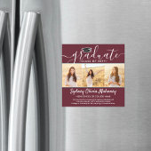 3 Foto's Maroon Magnetische Afstudeerverslagkaart Magnetische Uitnodiging
