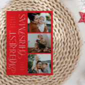 3 Foto's Merriest Christmas Red Holiday Kaart