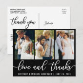 3 Foto's Moderne Trouwliefde Dank White Schrift Briefkaart (Voorkant / Achterkant)