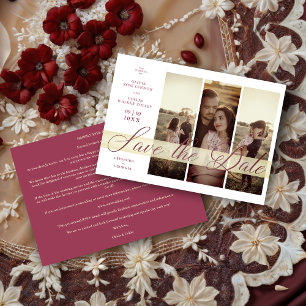 3 Foto's Paar in Love Simple Elegant Script Save The Date
