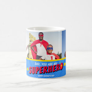 3 foto's Schattige strip superheld Vaderdag Koffie Koffiemok