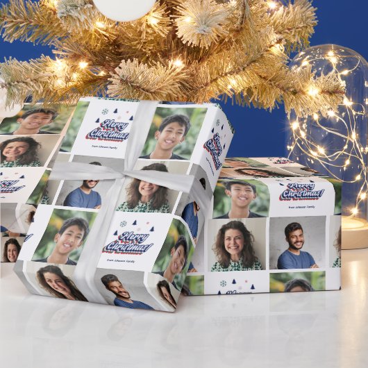 3 Fotoserie Collage Retro Kersttypografie Cadeaupapier (Feestdagen)