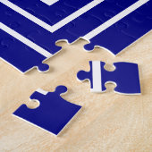 3 Frame Monogram | Navy Blauw & Wit Legpuzzel (Zijkant)