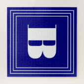 3 Frame Monogram | Navy Blauw & Wit Legpuzzel (Horizontaal)