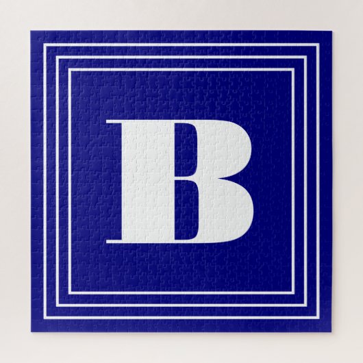 3 Frame Monogram | Navy Blauw & Wit Legpuzzel (Verticaal)