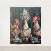 3 Franse Chicks Tea Party Muur Wandkleed (Voorkant)