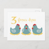 3 Franse hennen Briefkaart (Voorkant / Achterkant)