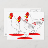 3 Franse hennen Briefkaart (Voorkant / Achterkant)