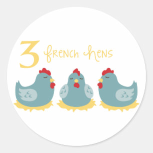 3 Franse hennen Ronde Sticker