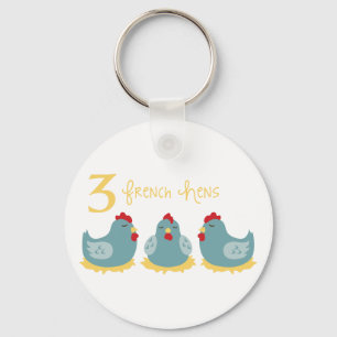 3 Franse hennen Sleutelhanger