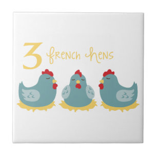 3 Franse hennen Tegeltje