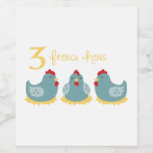 3 Franse hennen Wijn Etiket (Enkel label)