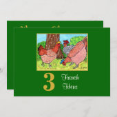 3 Franse kippen Schattigee vogels aangepaste kerst Feestdagenkaart (Voorkant / Achterkant)