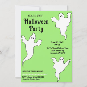 3 Geesten Groen Zwart Whimsical Halloween Feestje Kaart