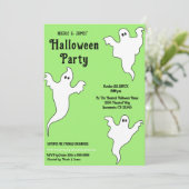 3 Geesten Groen Zwarte Whimsical Halloween Feest Kaart (Staand voorkant)