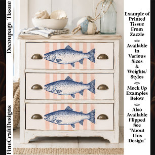 3 Gestileerde Zalm, Roze Strepen FM7L Decoupage Tissuepapier