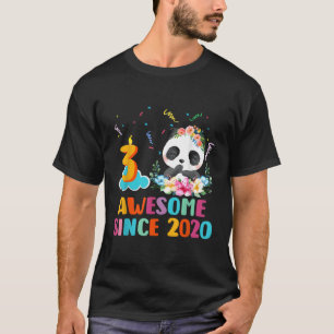 3 Geweldige sinds 2020 3e Panda Eenhoorn T-shirt