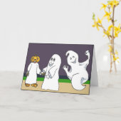 3 Ghosts Trick ou traitement Halloween carte de nu (Fleur jaune)
