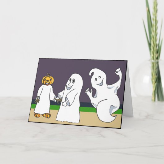 3 Ghosts Trick ou traitement Halloween carte de nu (Devant)