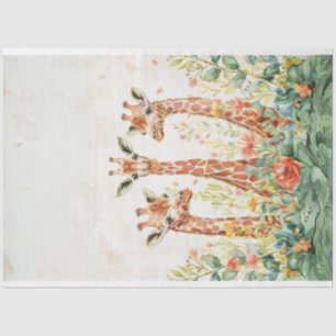 3 Giraffe Decoupage Papier Waterverf