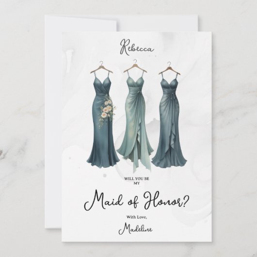 3 Glam Dusty Bruidsmeisje Jurken Waterverf Verzoek (Voorkant)